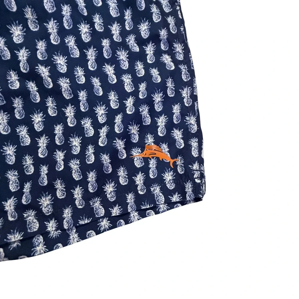 Tommy Bahama Mens Navy Pineapple Print Swim Trunks Shorts ST924727 Size Medium